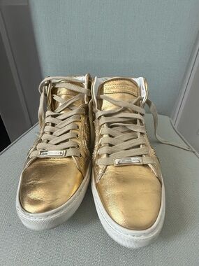 Gold Metallic High-Top Women's Sneakers